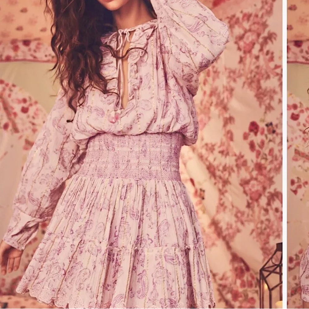 House of Harlow 1960 | Ruffle Hem Smocked Boho Mini Dress